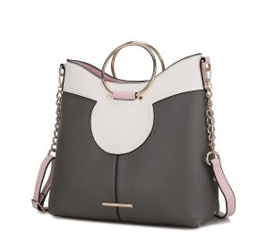 MKF Collection Kylie Top Handle Satchel Handbag Vegan Leather Women by Mia k (Material: Vegan Leather, Color: Charcoal)