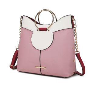 MKF Collection Kylie Top Handle Satchel Handbag Vegan Leather Women by Mia k (Material: Vegan Leather, Color: Blush)