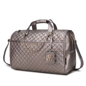 MKF Collection Lexie Vegan Leather Women Duffle by Mia K (Material: Vegan Leather, Color: Pewter)
