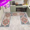 Kitchen Rug Sets 3 Piece with Runner Non Slip Kitchen Rugs and Mats Washable Kitchen Mats for Floor Thick Kitchen Floor Mat Carpet Runner Rugs for Ha