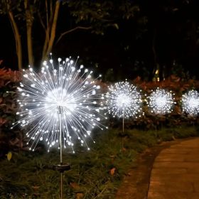 120 LED Solar Fireworks Lights, Starburst Fairy Lights with 8 Lighting Modes, IP4X, Solar Powered Pathway Lights for Patio, Yard, Christmas Holiday D (Color: White)