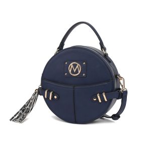 MKF Collection Gayle Crossbody Round Handbag Purse by Mia k. (Material: Vegan Leather, Color: Navy)
