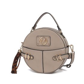 MKF Collection Gayle Crossbody Round Handbag Purse by Mia k. (Material: Vegan Leather, Color: Taupe)