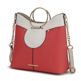 MKF Collection Kylie Top Handle Satchel Handbag Vegan Leather Women by Mia k (Material: Vegan Leather, Color: Peach)