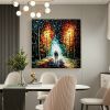 Hand Painted Oil Painting Original Romantic Cityscape Oil Painting On Canvas Large Wall Art Abstract Colorful Forest Painting Custom Tree Painting Be