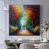 Hand Painted Oil Painting Abstract Original Romantic Cityscape Oil Painting On Canvas Large Wall Art Colorful Tree Painting Custom Painting Living ro