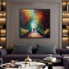 Hand Painted Oil Painting Abstract Original Romantic Cityscape Oil Painting On Canvas Large Wall Art Colorful Tree Painting Custom Painting Living ro