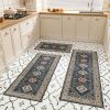 Kitchen Rug Sets 3 Piece with Runner Non Slip Kitchen Rugs and Mats Washable Kitchen Mats for Floor Thick Kitchen Floor Mat Carpet Runner Rugs for Ha