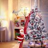 Christmas  Electric Climbing Santa with Music & LED Light, Electric Climbing Ladder Santa Claus Doll for Xmas Tree Decorations Hanging Christmas Orna