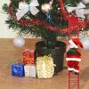 Christmas  Electric Climbing Santa with Music & LED Light, Electric Climbing Ladder Santa Claus Doll for Xmas Tree Decorations Hanging Christmas Orna