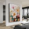 Hand Painted Oil Painting Abstract Blooming Flower Oil Painting Large Wall Art Original Knife Floral Painting Textured Wall Art Boho Art Modern Livin