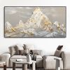 Hand Painted Oil Painting White Snow Mountain Art On Canvas Gold Leaf Texture Painting Abstract Landscape Oil Painting Wabi Sabi Wall Art Minimalism