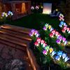 4 Pack Solar Lights With 16 Bigger Artificial Lily Flowers, Multi-Color Changing Lights, Solar Garden Decor Lights For Patio Yard Lawn Pathway (pink+